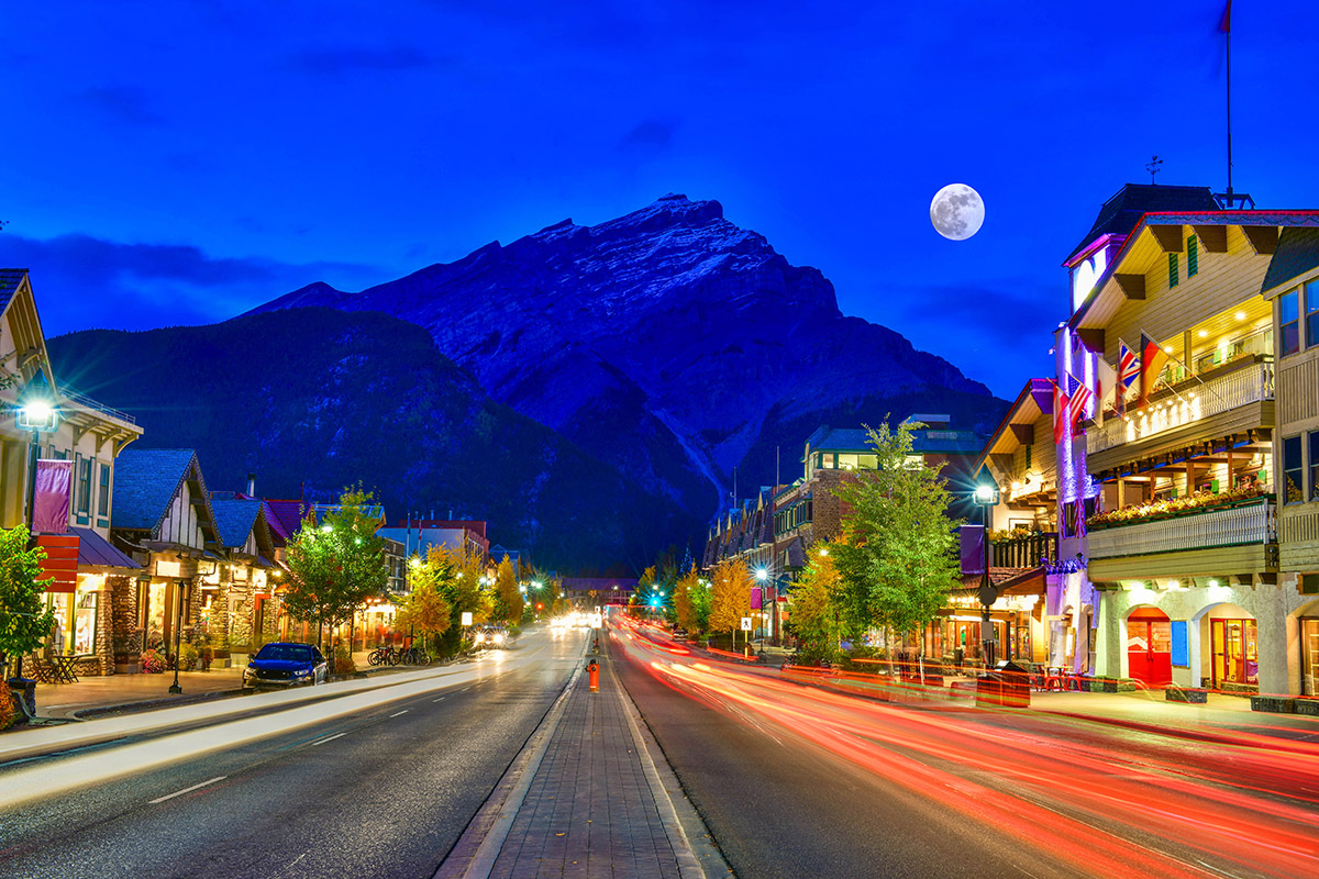 Nightscape of Downtown Banff